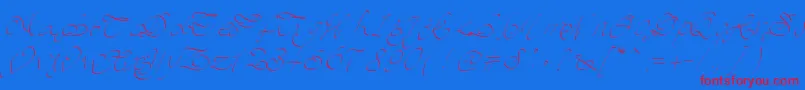 Pwscript-Schriftart – Rote Schriften auf blauem Hintergrund