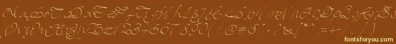 Pwscript-Schriftart – Gelbe Schriften auf braunem Hintergrund