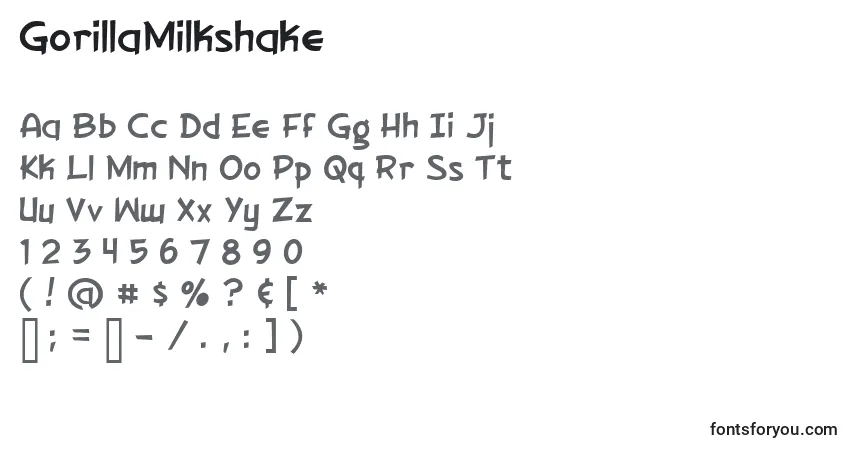 A fonte GorillaMilkshake – alfabeto, números, caracteres especiais