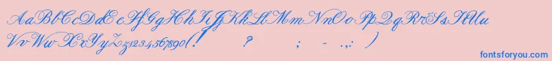 Formalscriptbold-Schriftart – Blaue Schriften auf rosa Hintergrund