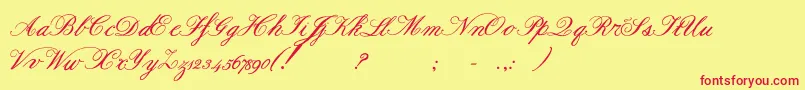 フォントFormalscriptbold – 赤い文字の黄色い背景