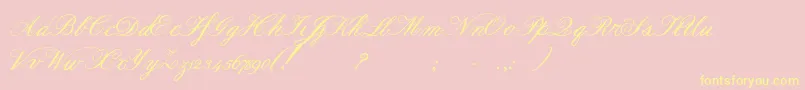 Formalscriptbold-Schriftart – Gelbe Schriften auf rosa Hintergrund