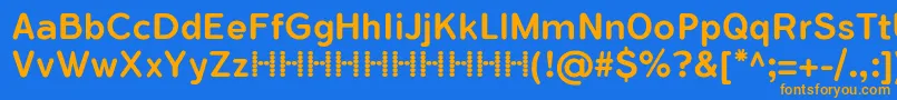フォントFlamanteRoundMediumFfp – オレンジ色の文字が青い背景にあります。