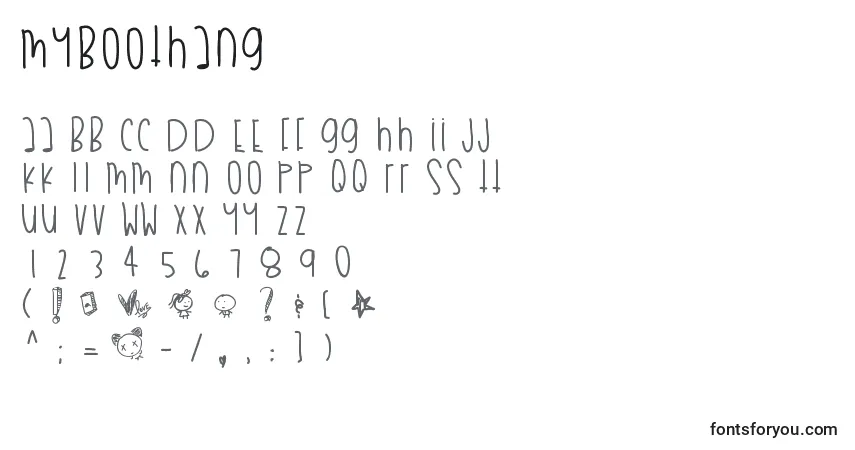 Czcionka Myboothang – alfabet, cyfry, specjalne znaki