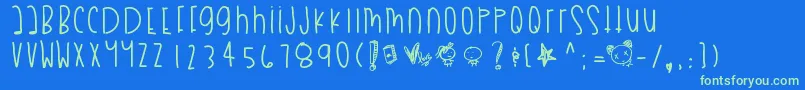 Myboothang Font – Green Fonts on Blue Background