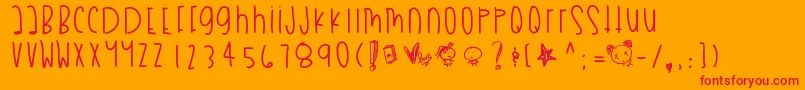 Myboothang-Schriftart – Rote Schriften auf orangefarbenem Hintergrund
