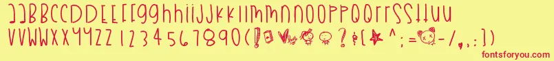 Myboothang-Schriftart – Rote Schriften auf gelbem Hintergrund