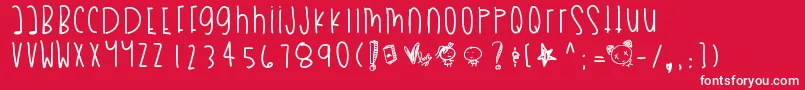 Fonte Myboothang – fontes brancas em um fundo vermelho