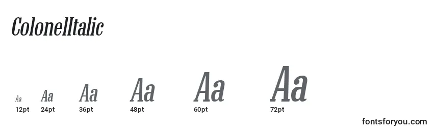 ColonelItalic Font Sizes