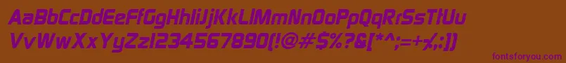 SpaceGothicItalic-fontti – violetit fontit ruskealla taustalla