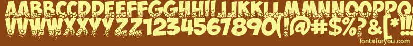 ObelixproBrokenCyr Font – Yellow Fonts on Brown Background