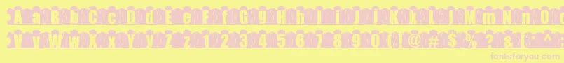 Fonte MashyJigsaw – fontes rosa em um fundo amarelo