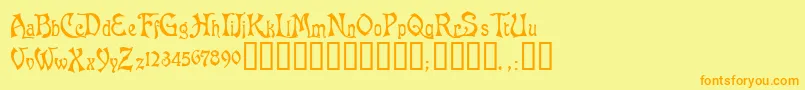 AsphodelTM Font – Orange Fonts on Yellow Background