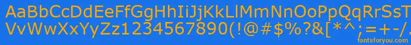 フォントVerdana0 – オレンジ色の文字が青い背景にあります。