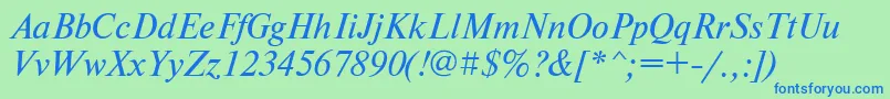 NewtonbttItalic Font – Blue Fonts on Green Background