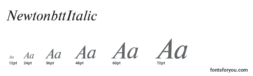 Размеры шрифта NewtonbttItalic