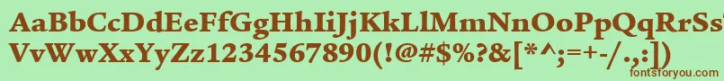 ItcLegacySerifLtUltra-fontti – ruskeat fontit vihreällä taustalla