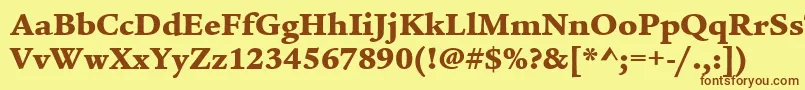 フォントItcLegacySerifLtUltra – 茶色の文字が黄色の背景にあります。