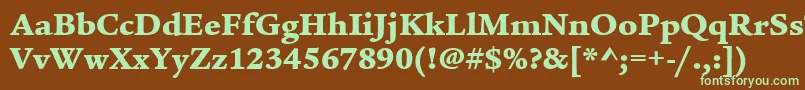 ItcLegacySerifLtUltra-fontti – vihreät fontit ruskealla taustalla
