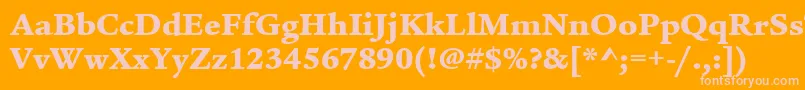 ItcLegacySerifLtUltra-fontti – vaaleanpunaiset fontit oranssilla taustalla