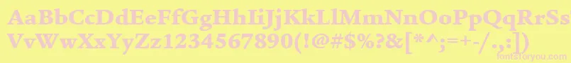 ItcLegacySerifLtUltra-fontti – vaaleanpunaiset fontit keltaisella taustalla