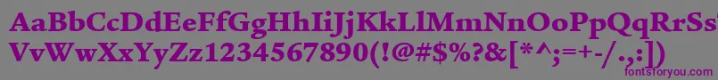 フォントItcLegacySerifLtUltra – 紫色のフォント、灰色の背景
