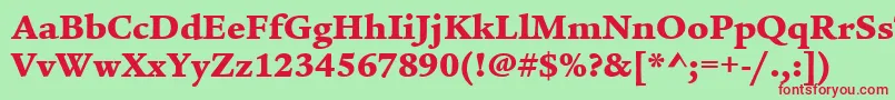 ItcLegacySerifLtUltra-fontti – punaiset fontit vihreällä taustalla