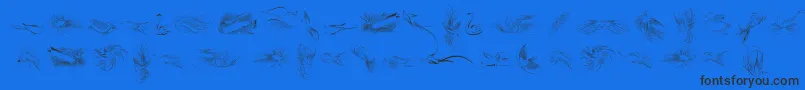 Fonte PenmanshipBirdsFree – fontes pretas em um fundo azul