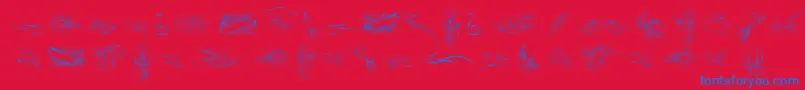PenmanshipBirdsFree-Schriftart – Blaue Schriften auf rotem Hintergrund