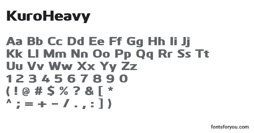 Czcionka KuroHeavy – alfabet, cyfry, specjalne znaki
