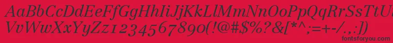 フォントCenturyRepriseLightosSsiNormal – 赤い背景に黒い文字