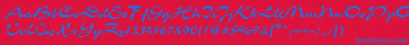 Corri15 Font – Blue Fonts on Red Background