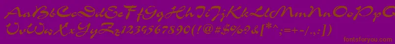 フォントCorri15 – 紫色の背景に茶色のフォント