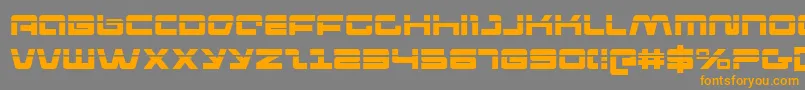 PulseRifleLaserフォントについての詳細 フォントPulseRifleLaser – オレンジの文字は灰色の背景にあります。