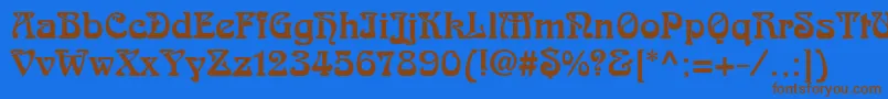 フォントSkazkaforsergeMedium – 茶色の文字が青い背景にあります。