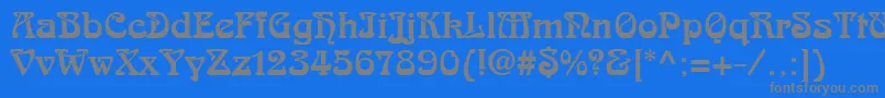 フォントSkazkaforsergeMedium – 青い背景に灰色の文字