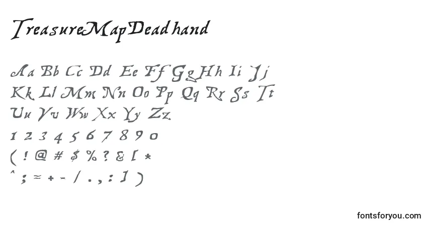 A fonte TreasureMapDeadhand – alfabeto, números, caracteres especiais