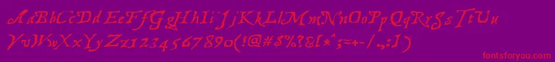 TreasureMapDeadhand Font – Red Fonts on Purple Background