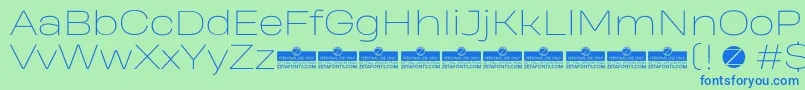 HeadingProWideThinTrial Font – Blue Fonts on Green Background