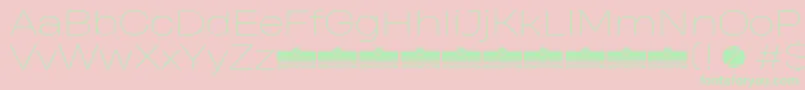 HeadingProWideThinTrial-Schriftart – Grüne Schriften auf rosa Hintergrund