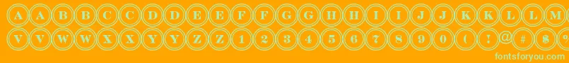 Saiba mais sobre a fonte ADiscoserifdbl Fonte ADiscoserifdbl – fontes verdes em um fundo laranja
