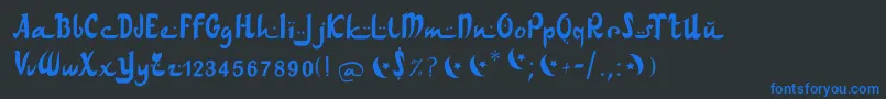 フォントArabdancesmediumitalic – 黒い背景に青い文字