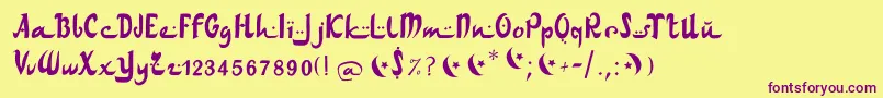 Arabdancesmediumitalic-Schriftart – Violette Schriften auf gelbem Hintergrund