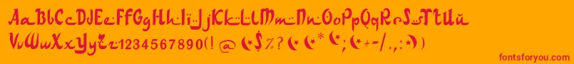 Arabdancesmediumitalic-Schriftart – Rote Schriften auf orangefarbenem Hintergrund