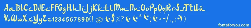 Arabdancesmediumitalic Font – Yellow Fonts on Blue Background