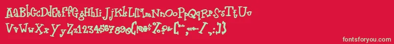 フォントZodiasti – 赤い背景に緑の文字