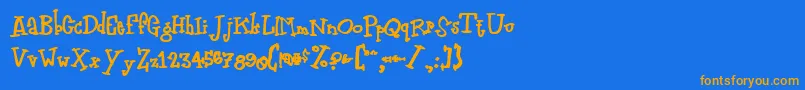 Zodiasti-Schriftart – Orangefarbene Schriften auf blauem Hintergrund