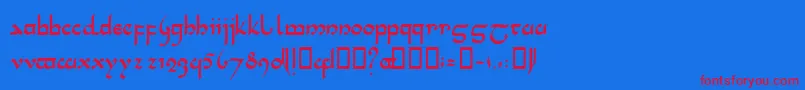 TenceleLatinwa Font – Red Fonts on Blue Background