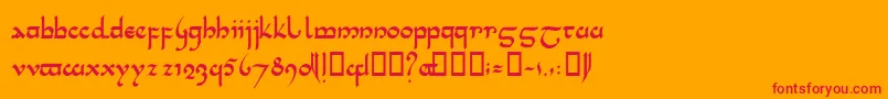 TenceleLatinwa-Schriftart – Rote Schriften auf orangefarbenem Hintergrund