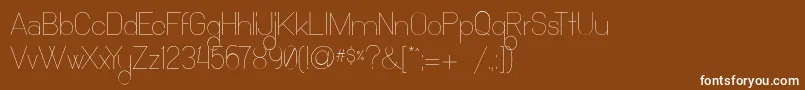 OchoSiete-fontti – valkoiset fontit ruskealla taustalla
